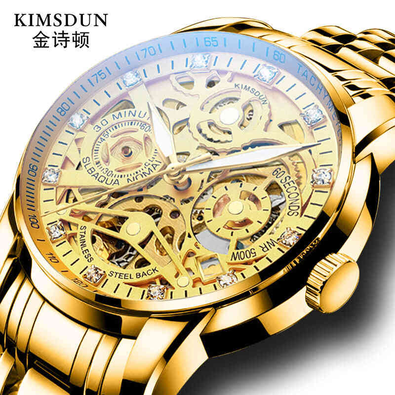 KIMSDUN NEW Fashion Trend Automatic Mechanical Watch for Men - Hollow Design, Sports, Waterproof (Model K-1975A)