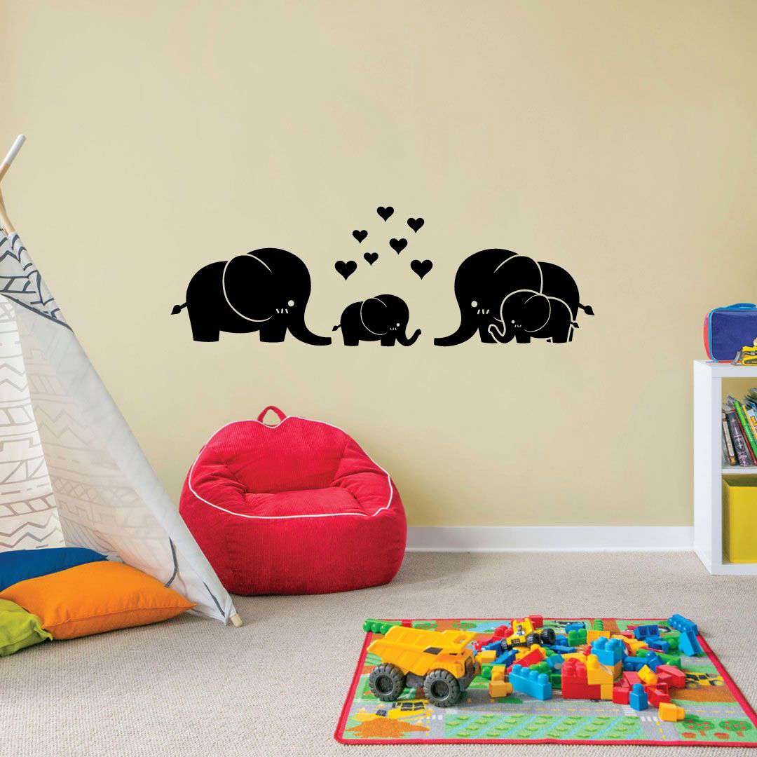 Inspirational Quote Vinyl Wall Sticker Decal - Cute Elephant Family Silhouette