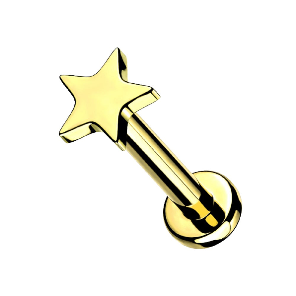 Internally Threaded Flat Star Top Flat Back Stud - F136 G23 Implant Grade Solid Titanium