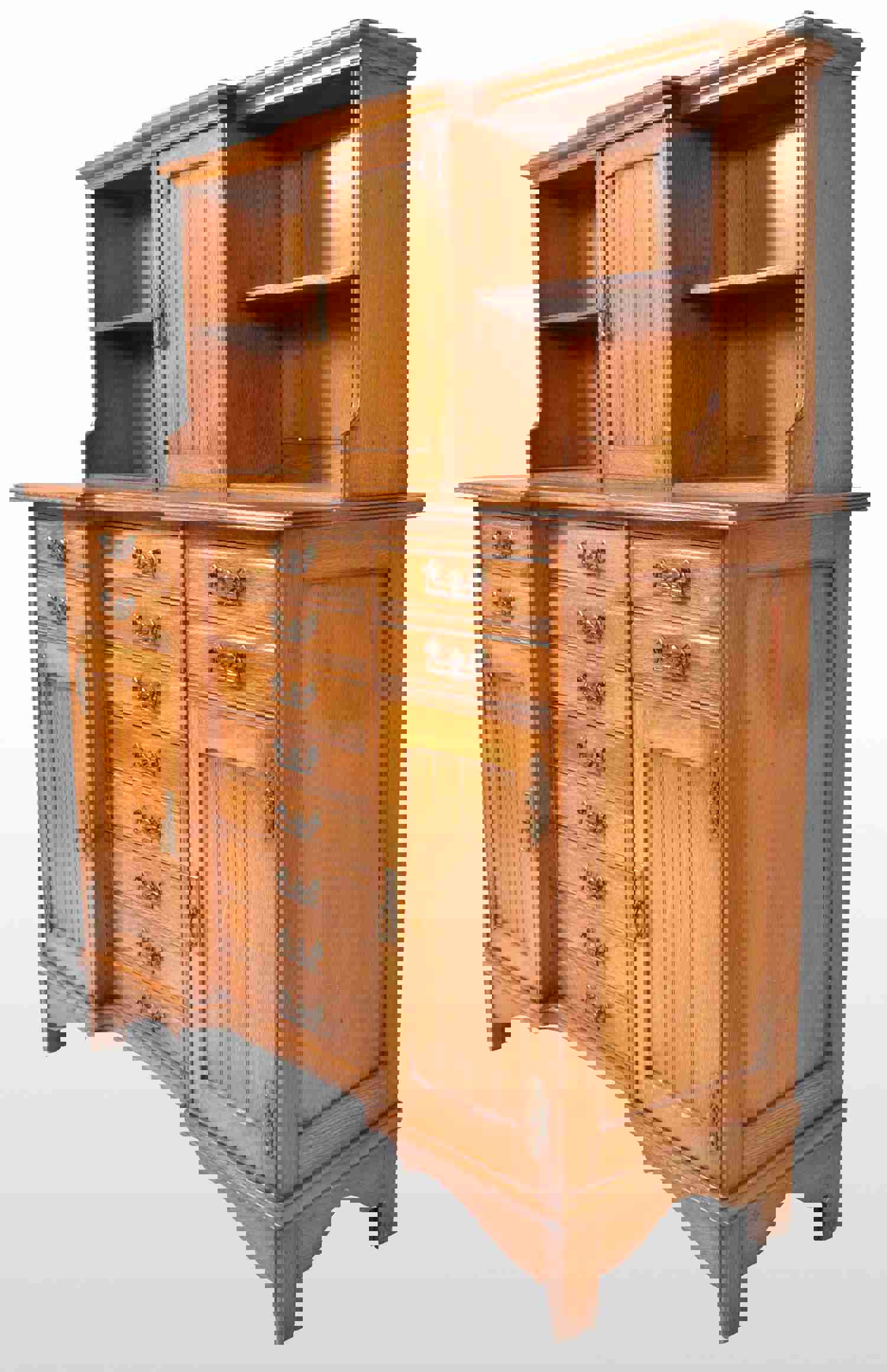 Antique Arts & Crafts Oak Sheet Music Cabinet, Circa 1890