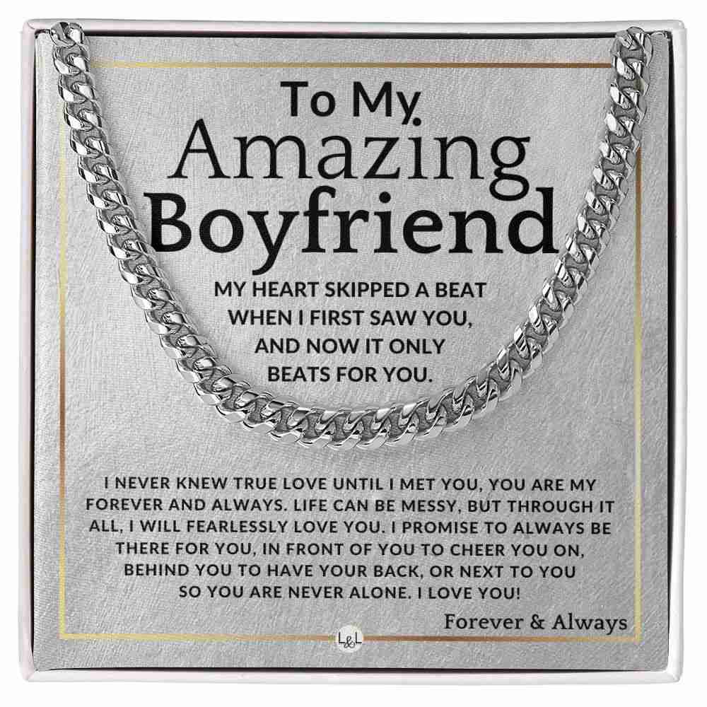 To My Boyfriend - True Love Necklace - Romantic Gift for Christmas, Valentines Day, Birthday or Anniversary