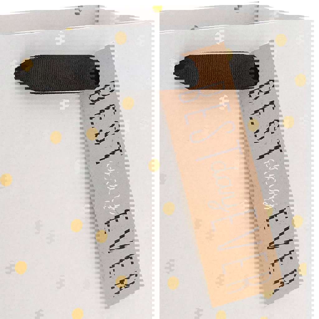 Hallmark 9.6 Ivory With Gold Dots Medium Gift Bag