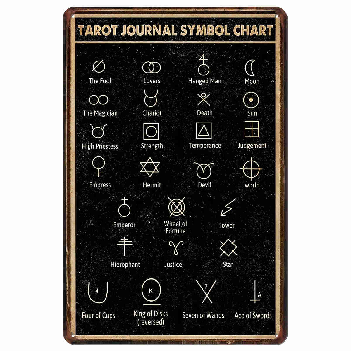 1pc Retro Arot Symbol Metal Sign Wall Decor - 8x12 Inches