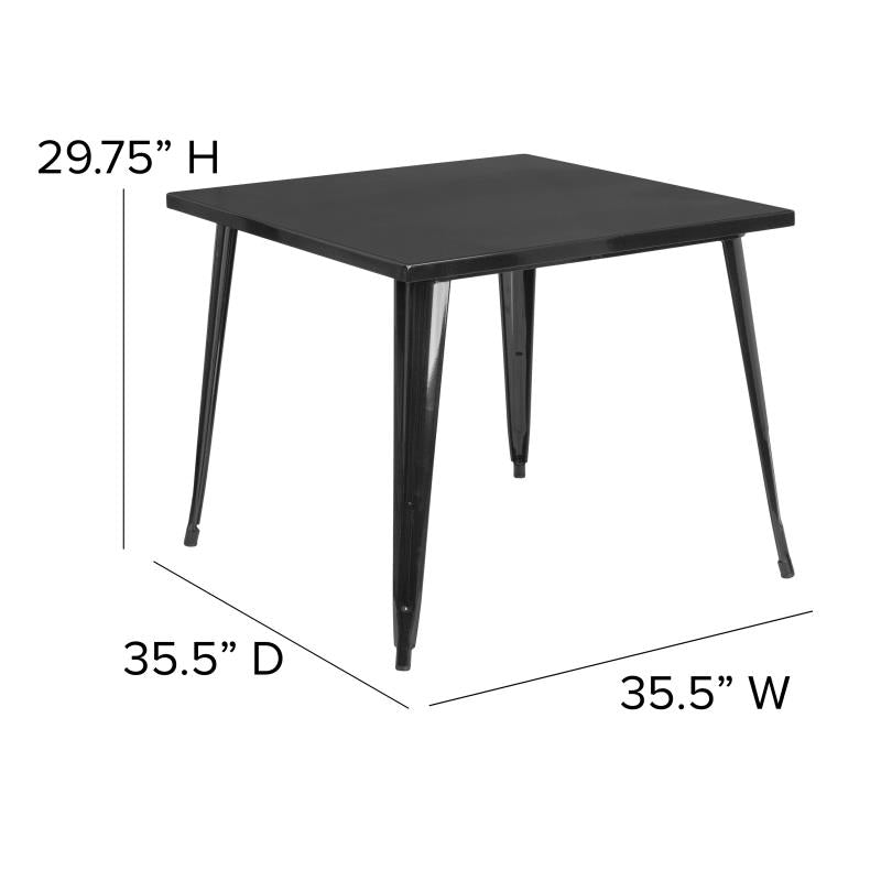 Flash Furniture Parker Commercial Grade 35.5 Square Black Metal Indoor-outdoor Table