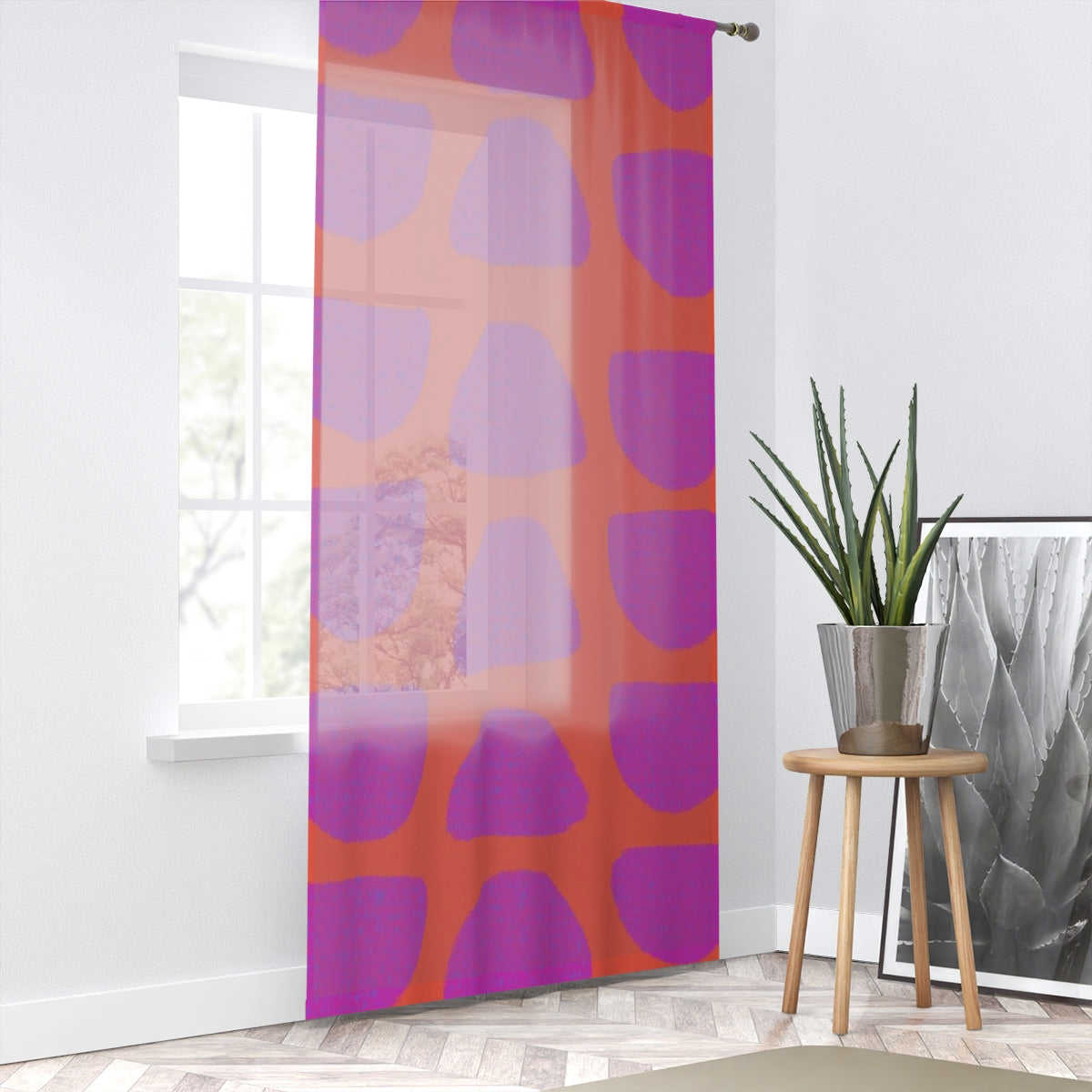 PURPLE BOWLS & RED - SHEER Window Curtain