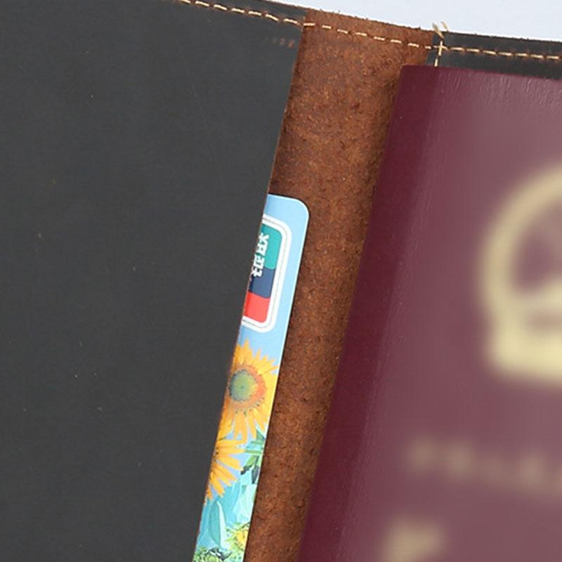 Cool Leather Men's Small Passport Wallet Slim Travel Wallets for Men
