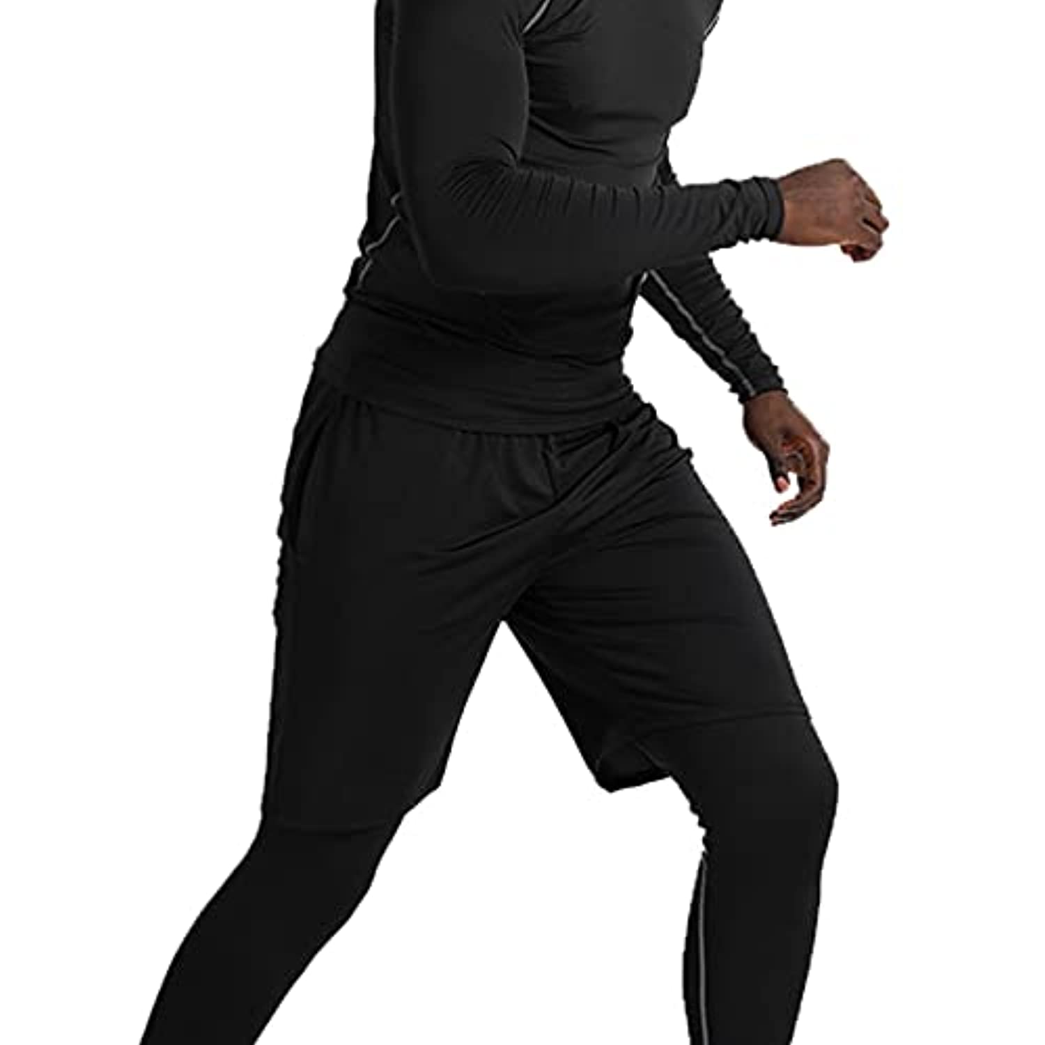 BUYJYA 5Pcs Mens Compression Pants Shirt Top Long Sleeve Jacket Athletic Sets Gym Clothing