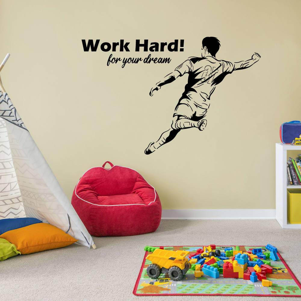 Soccer Quotes Vinyl Wall Art Sticker Decal - Work Hard