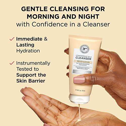 IT Cosmetics Radiance Boosting Best Sellers Skincare Gift Set – 3-Piece Set with Anti-Aging Peptide Eye Cream, Hydrating Face Moisturizer & Facial Cleanser – Vegan Kit with Travel Sizes