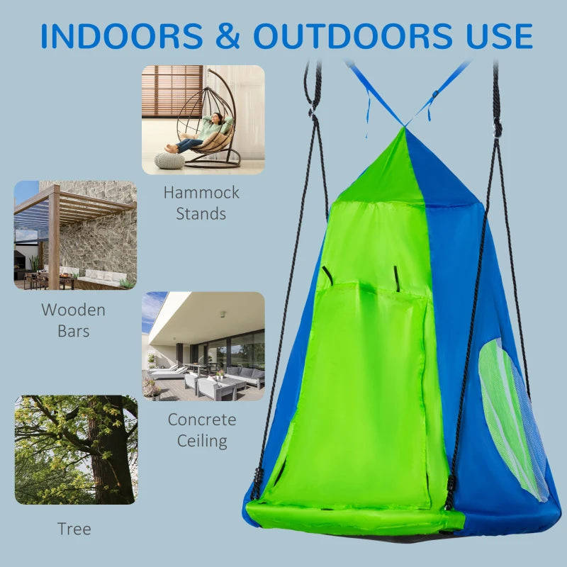 Outsunny Kids Pod Swing - Waterproof Hanging Tent & Saucer Swing for Indoor & Outdoor Use