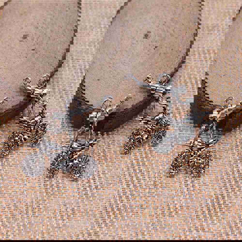 10pcs 25x25mm Motorcycle Athletics Charms for Jewelry Making - Antique Silver Color