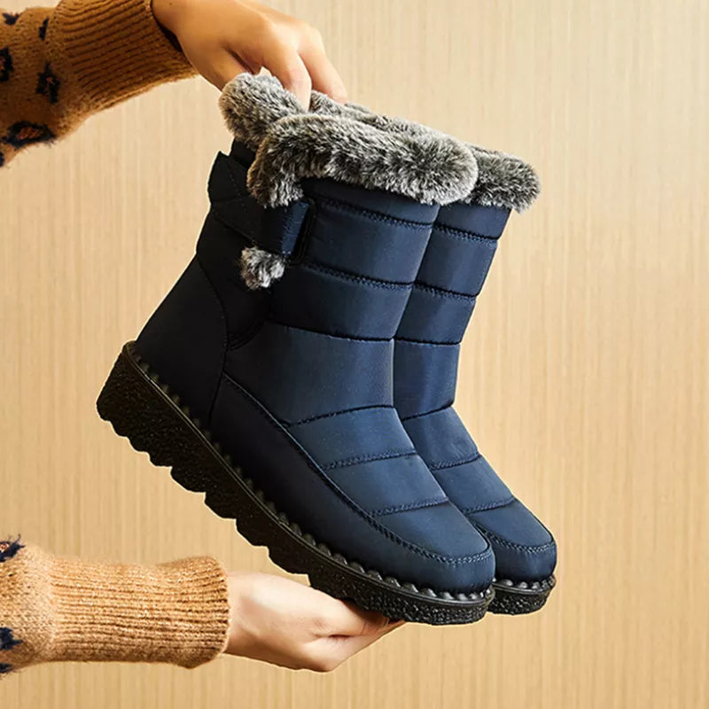 New Ladies Faux Fur Waterproof Winter Boots - Warm Plush Snow Boots