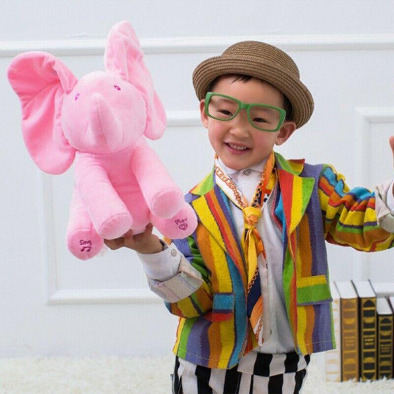 Peek-a-Boo Animated Talking and Singing Plush Elephant Stuffed Doll Toy for Baby