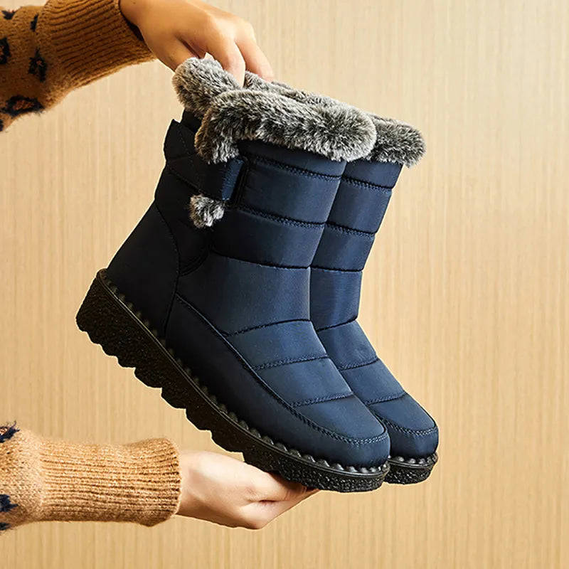 New Ladies Faux Fur Waterproof Winter Boots - Warm Plush Snow Boots