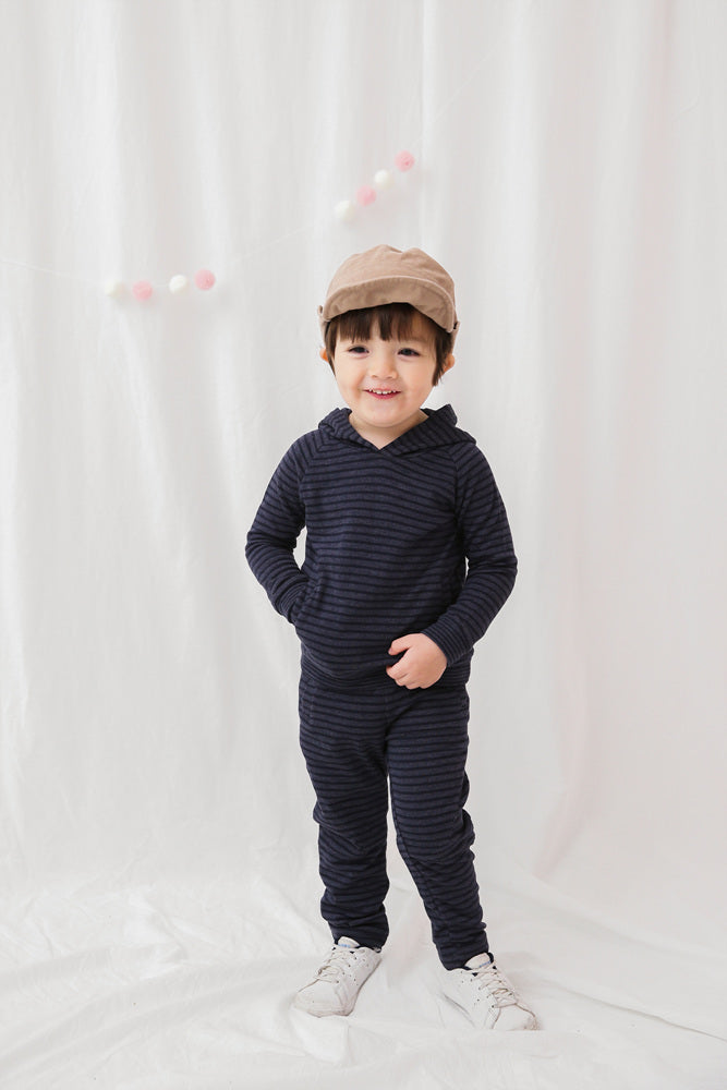 Navy Bold Bengdi Hoodie & Pants Set for Kids