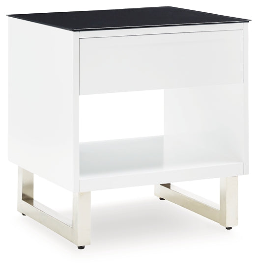Gardoni Rectangular End Table with Black Glass Top