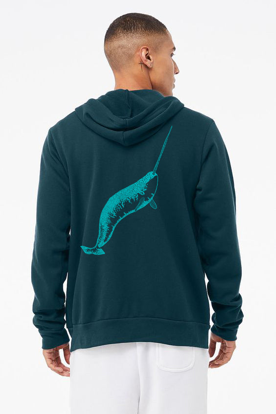 Narwhale Narwhal Whale UltraSoft Zip Up Sponge Fleece Hoodie