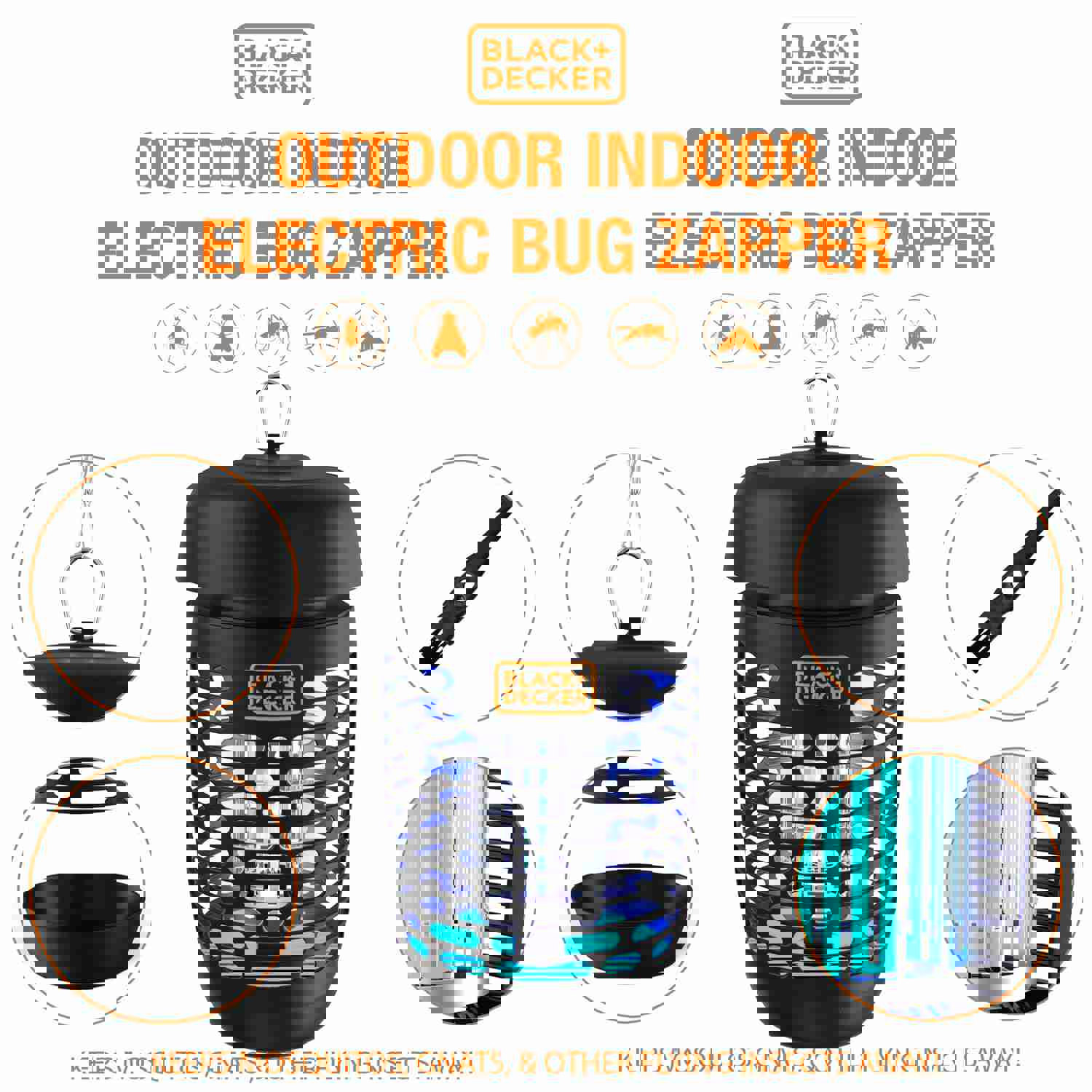 BLACK + DECKER Bug Zapper and Mosquito Repellent | Fly Trap Pest Control for All Insects
