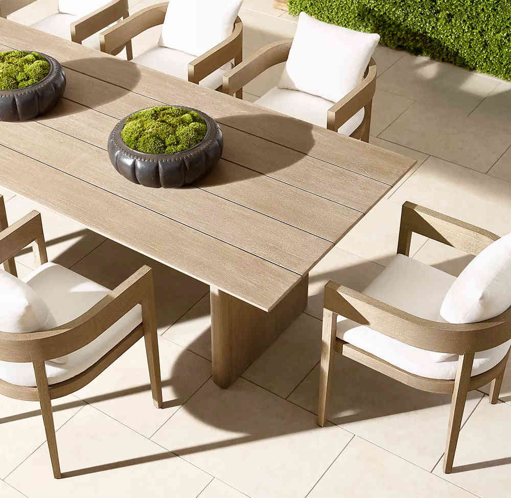 RH Balmain Rectangular Dining Table - Solid Teak/Aluminum, Customized Color