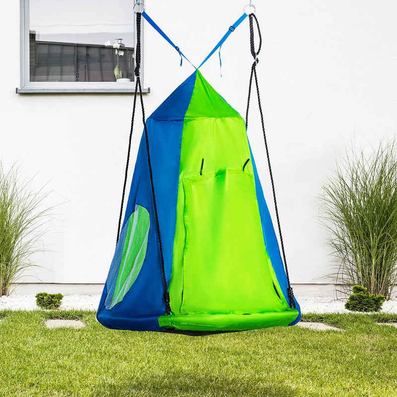 Outsunny Kids Pod Swing - Waterproof Hanging Tent & Saucer Swing for Indoor & Outdoor Use