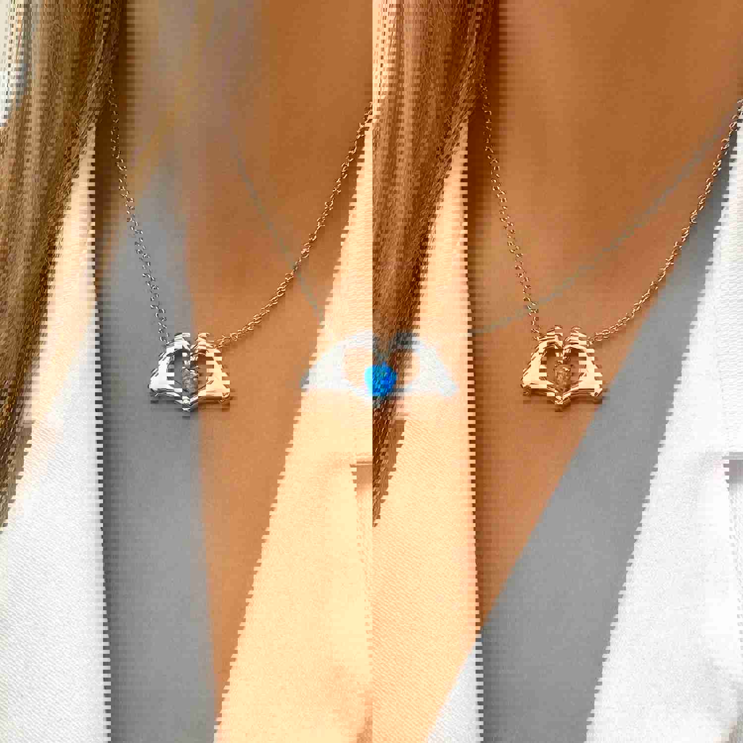 Opal Healthcare Love Necklace - 18k White Gold Plated Heart Pendant
