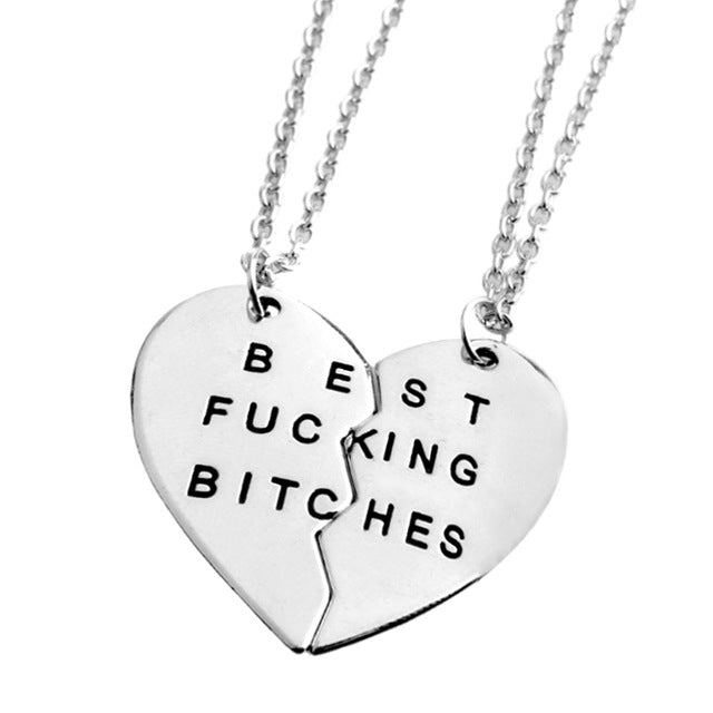 XIAOJINGLING Friendship Jewelry Fashion Double Thin Chain Broken Heart Pendants Necklace for Best Friend