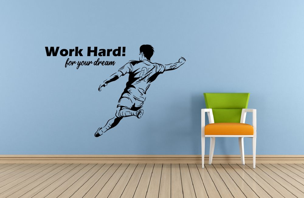 Soccer Quotes Vinyl Wall Art Sticker Decal - Work Hard