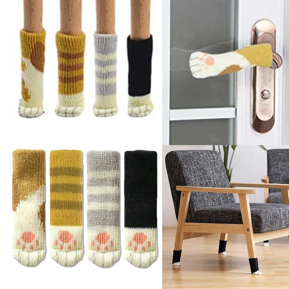 32PCS Cat Paw Design Chair Socks - Furniture Leg Protectors for Cat Lovers