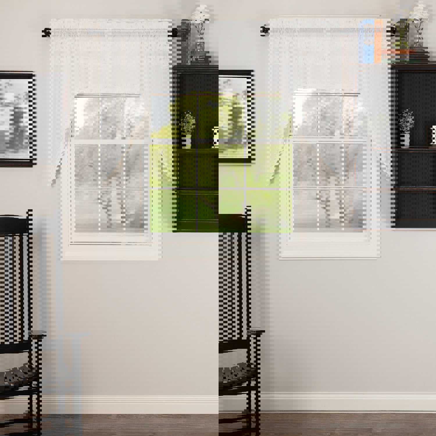 White Ruffled Sheer Petticoat Swag Set of 2 - 36x36x16