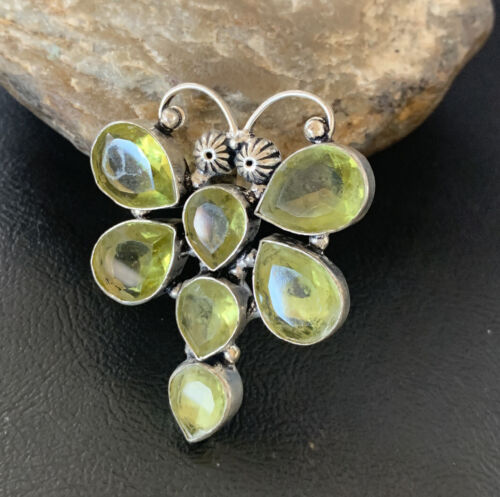 Handmade Sterling Silver Green Peridot Dragonfly Pendant