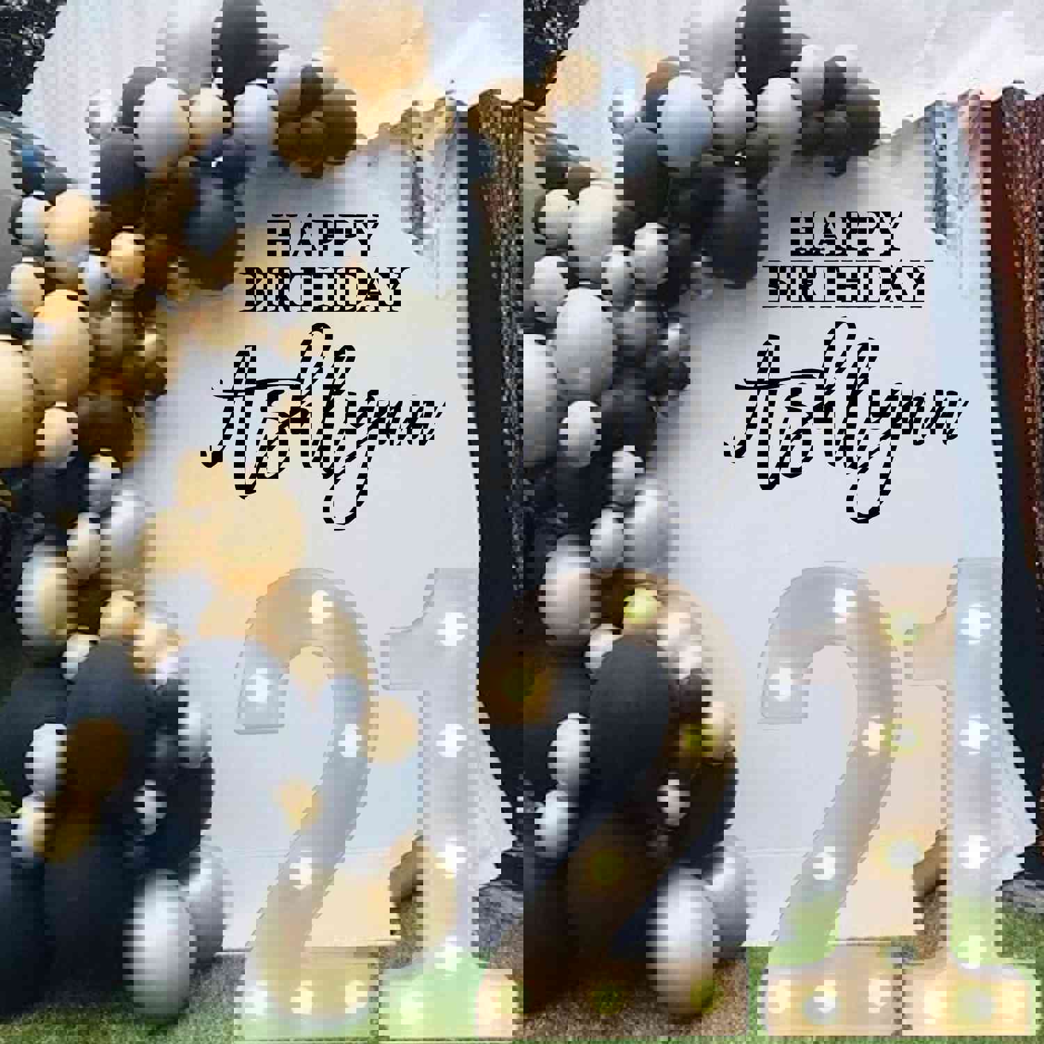 Happy Birthday Decal - Personalized Name Sticker for Party Backdrop & Balloon Arch