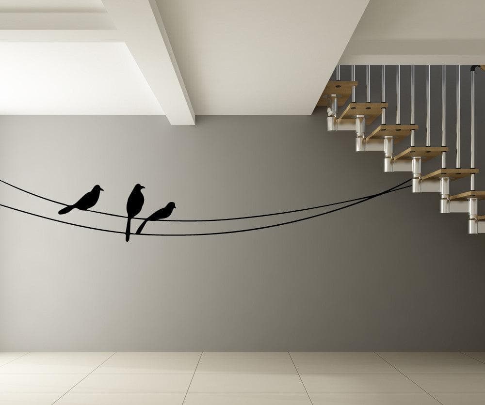 Vinyl Wall Decal Sticker Birds on the Wire #OS_MB509 - Removable & Easy to Apply