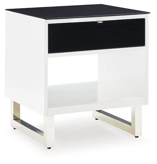 Gardoni Rectangular End Table with Black Glass Top
