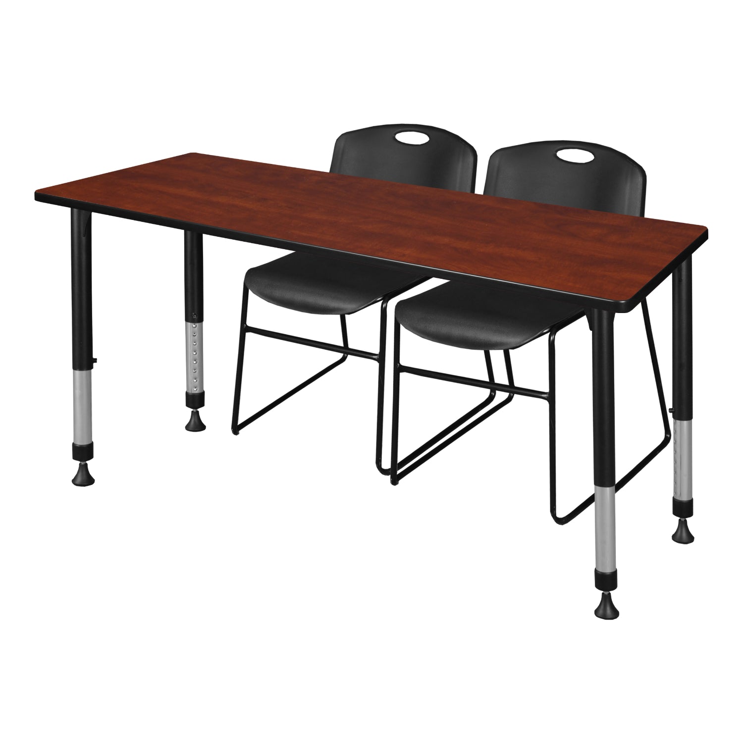 Kee Classroom Table and Chair Package - Adjustable Height Table with 2 Stack Chairs