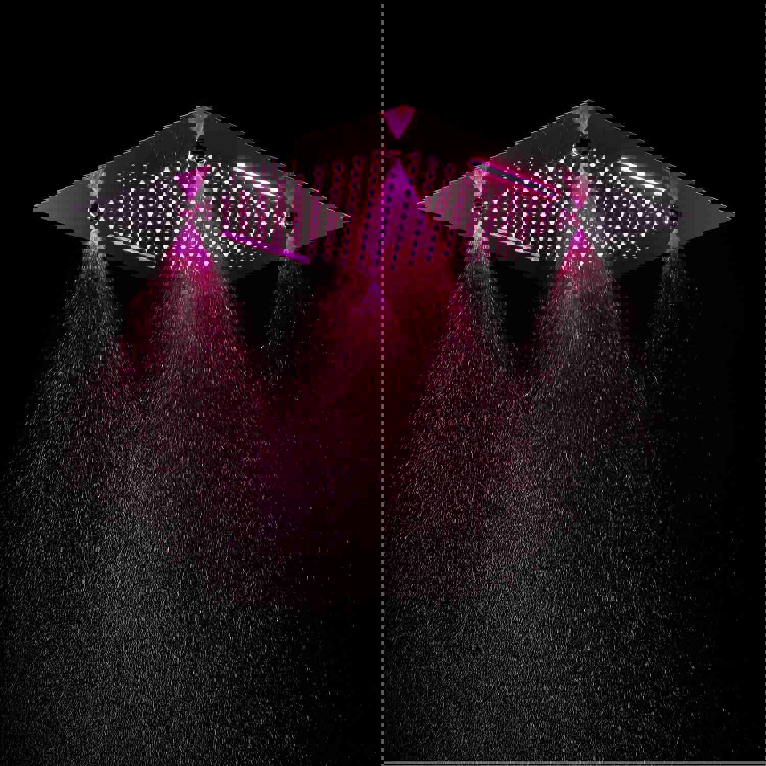 MONACO Chrome 20x20 Complete Luxury LED Music Shower Set with Rainfall, Waterfall, Mist Spray and 6 Body Jets