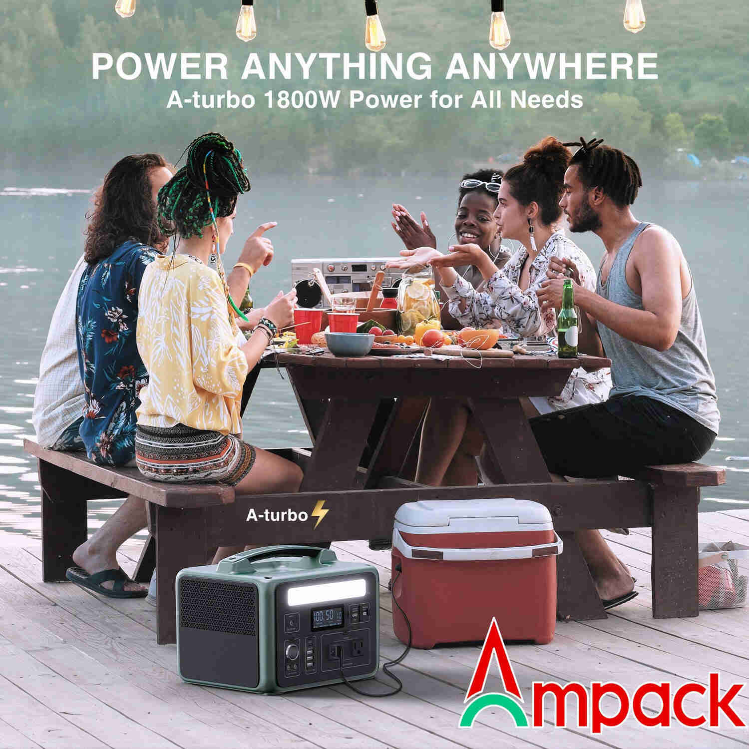 Ampack Portable Power Station 584Wh, 600W (Peak 1800W) with 2 AC Outlets, Solar Generator for Home Backup & Outdoor Camping