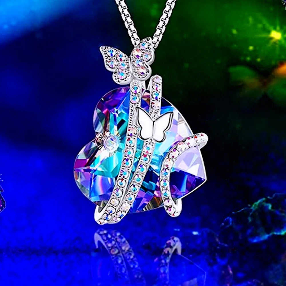 Love Butterfly Necklace - Exquisite Heart Pendant for Women