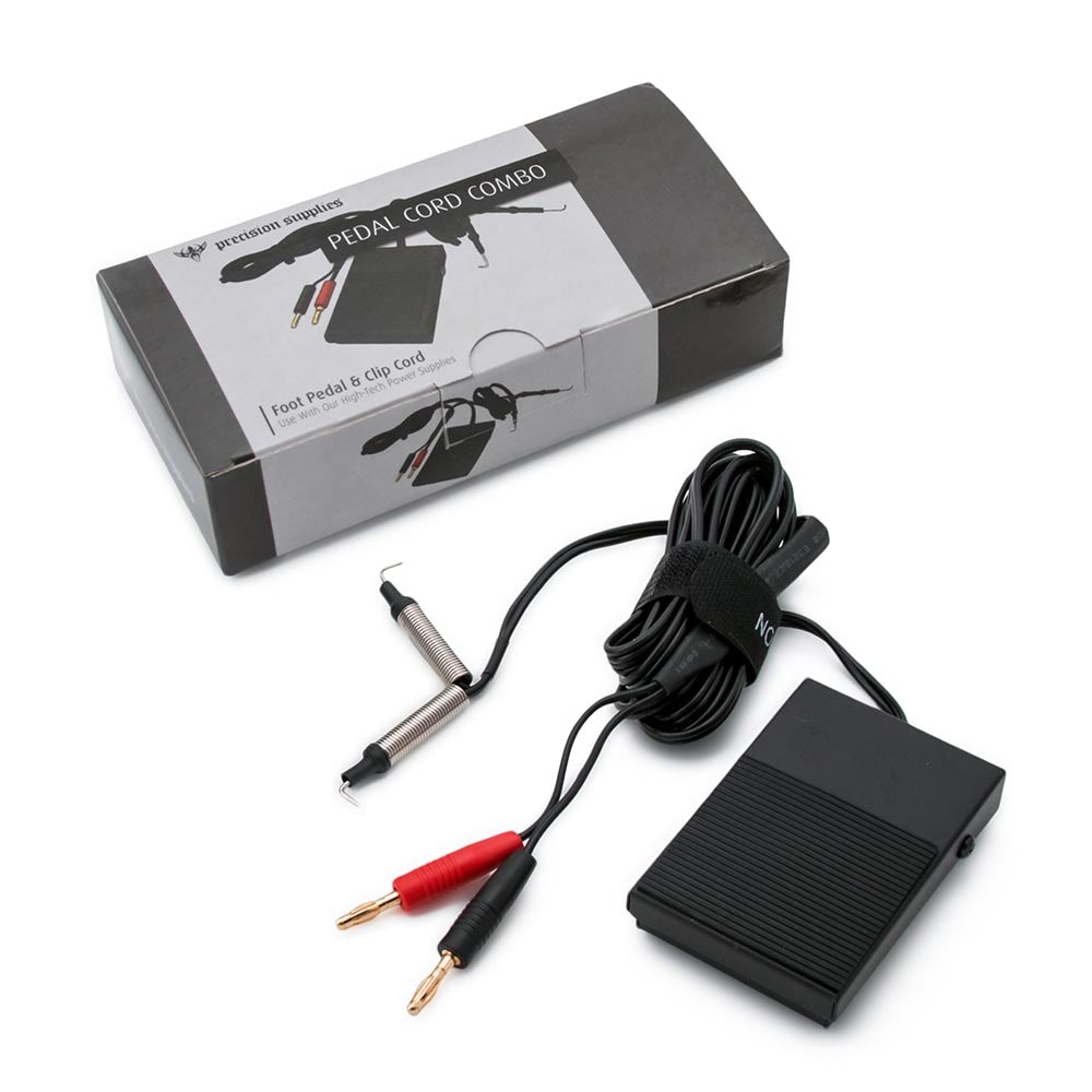 Combo Tattoo Foot Pedal & Clip Cord With Banana Plugs for High-Tech Power Supplies
