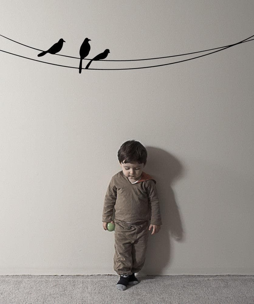 Vinyl Wall Decal Sticker Birds on the Wire #OS_MB509 - Removable & Easy to Apply