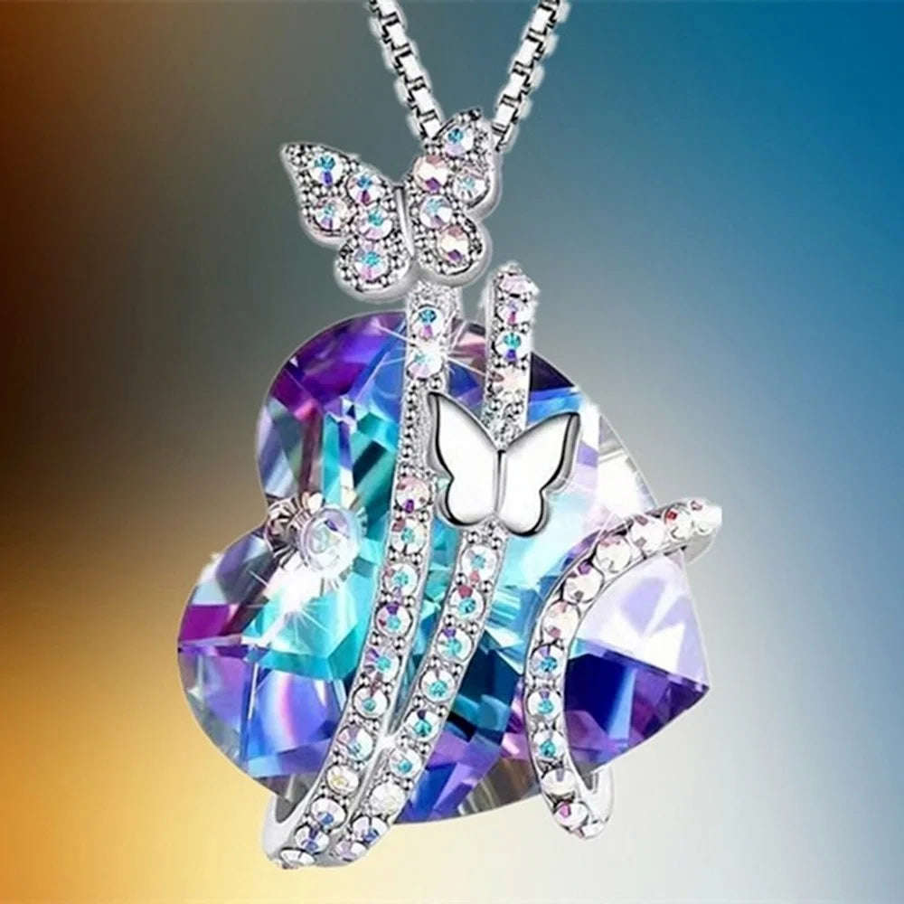 Love Butterfly Necklace - Exquisite Heart Pendant for Women