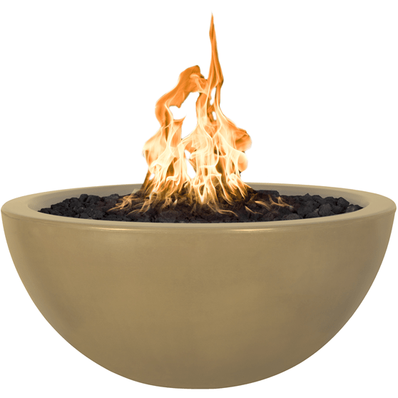 The Outdoor Plus Luna Round Fire Bowl in GFRC Concrete + Free Cover