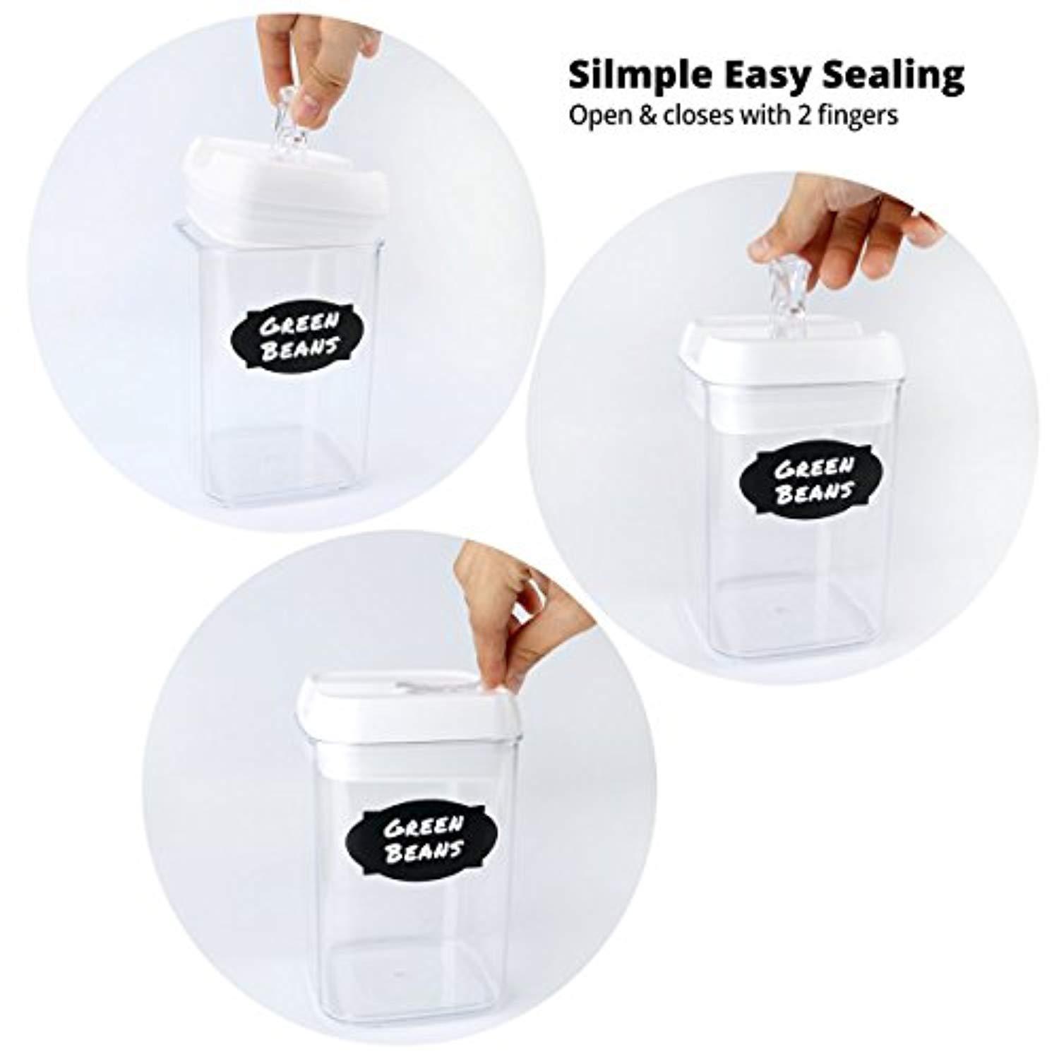 MCIRCO Air-Tight Food Storage Container Set - 6 Pieces with 20 Chalkboard Labels