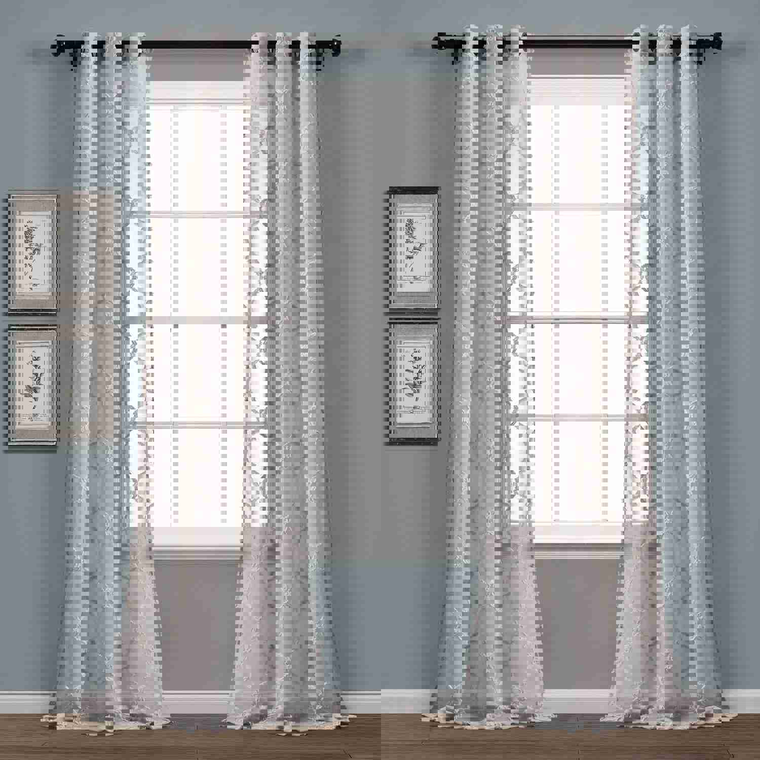 Avon Trellis Grommet Sheer Window Curtain Panel Set