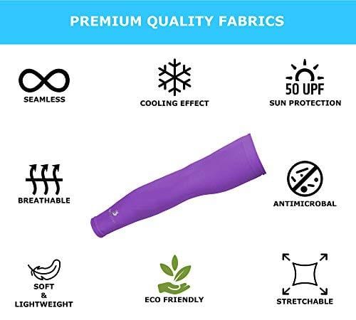 Cooling Arm Sleeves for Men & Women - UV Protective, Moisture Wicking (Purple)