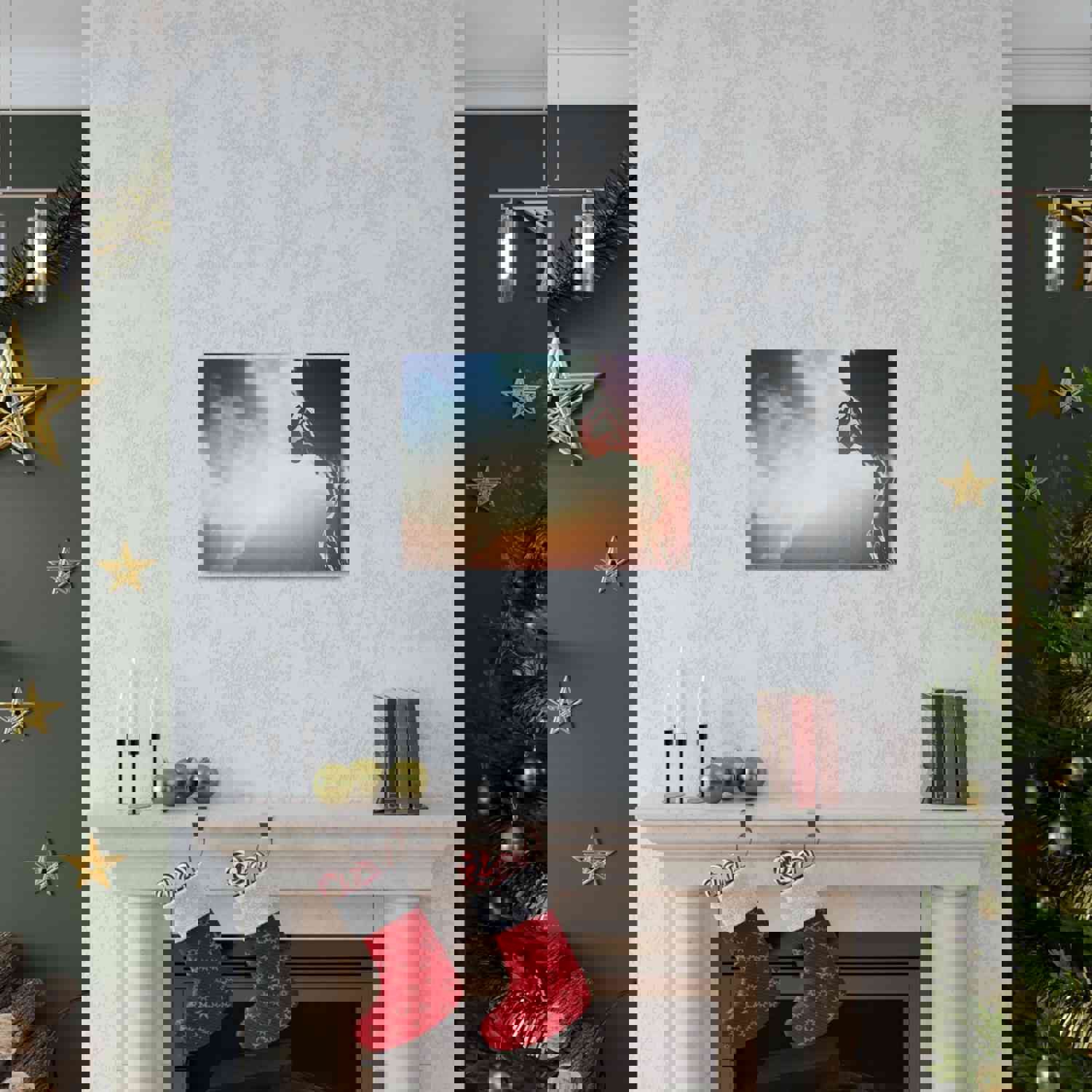 Man Climbing Rock Mountain Nature Wilderness Photography Canvas Wall Art for Home Decor