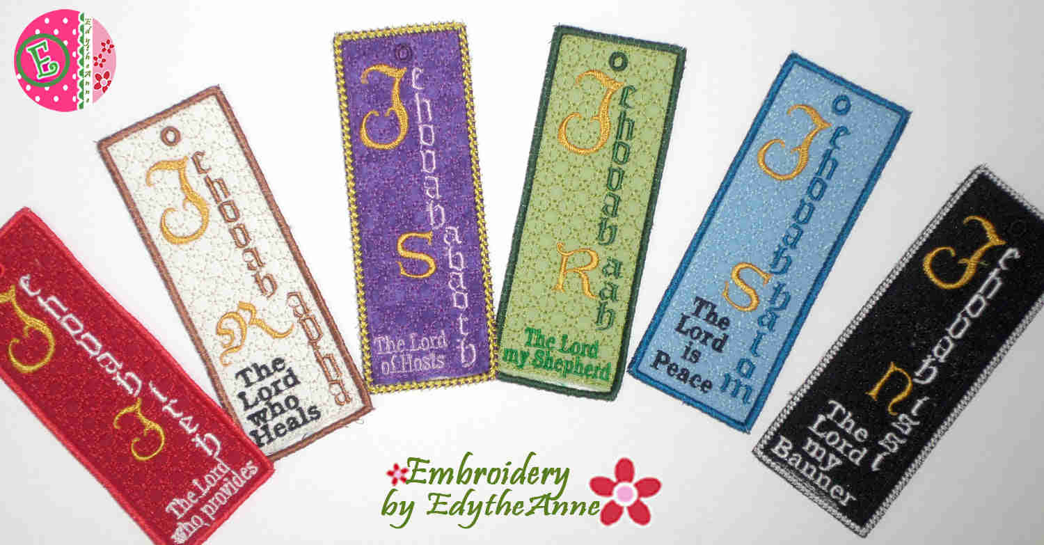 FAITH BASED IN THE HOOP MACHINE EMBROIDERY BOOKMARKS - Names of God