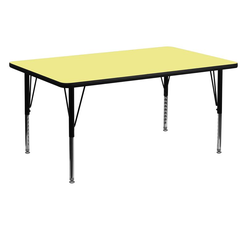 Flash Furniture 30W x 60L Rectangular Yellow Adjustable Activity Table for Kids