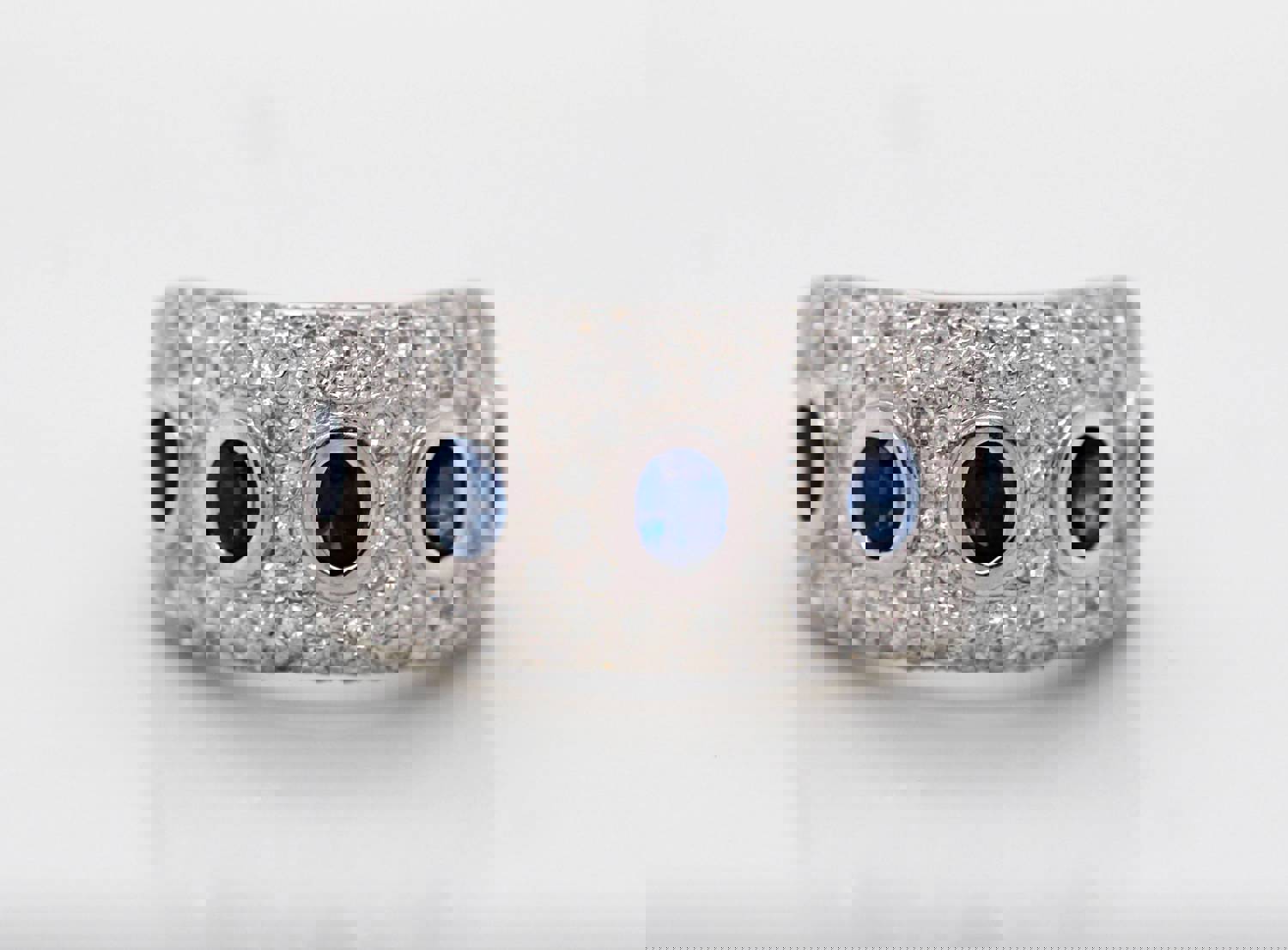 18KW 1.50 CTTW Sapphire and Diamond Ring with 1.05 CTTW H-SI2 Diamonds