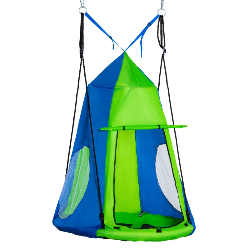 Outsunny Kids Pod Swing - Waterproof Hanging Tent & Saucer Swing for Indoor & Outdoor Use