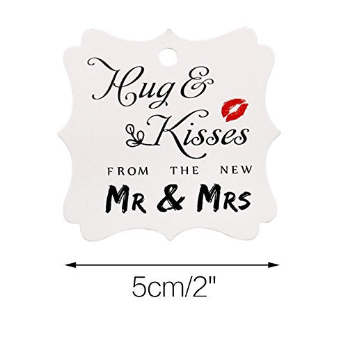 Original Design Wedding Favor Gift Tags - 100 PCS White Square Tags with 100 Feet Natural Jute Twine